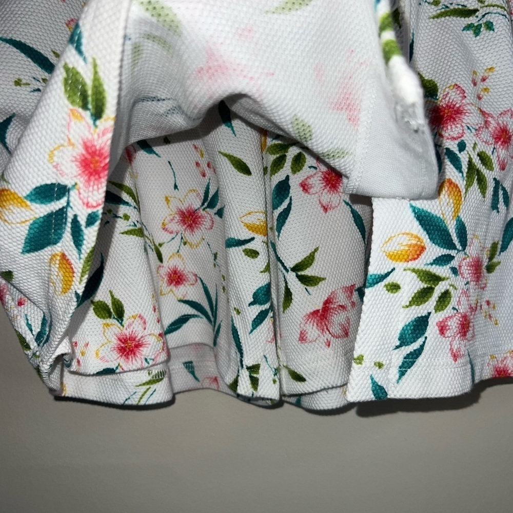 Dress Barn White Floral Button-Front Skort with Pink & Green Print - Picture 4 of 11